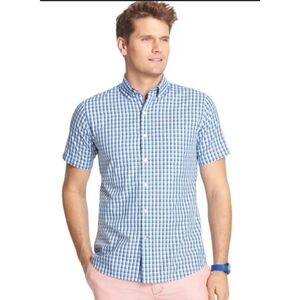 Izod Lightweight Poplin Striped Button down shirt Blue & White Size XXL